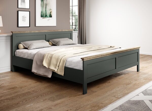 Manželská postel 160 cm Elvina S Typ 31 (tmavě zelená + dub lefkas). 1031008