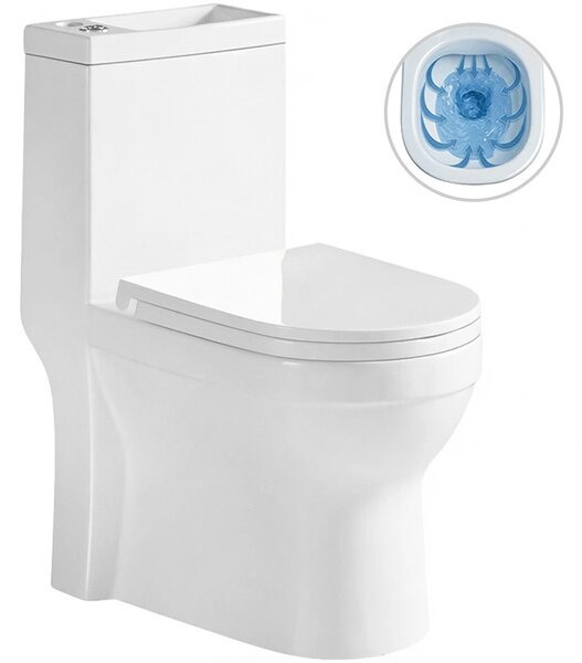 WC kombi s umývátkem Hygisink, Rimless - bezokrajové splachování + UF sedátko - spodní/zadní odpad - bílá lesklá - 71,5x36 cm