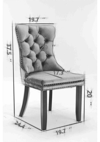 Jídelní židle - Židle - Židle s opěradlem ve tvaru sedáku - Čalouněná židle - Sada 2 kusů - Moderní design - Masivní dřevěná konstrukce