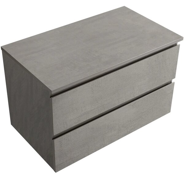 Koupelnová skříňka Carole + deska pod umyvadlo Navira Slim - 18 mm - betonově šedá - 100x49,8x46 cm