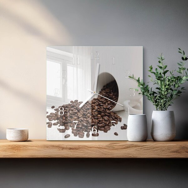 Skleněné hodiny Šálek kávy zskb-30x30-00079028