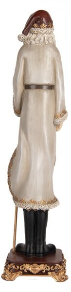 Šedá vánoční dekorace figurka Otec Vánoc se zlatou holí – 10x9x42 cm