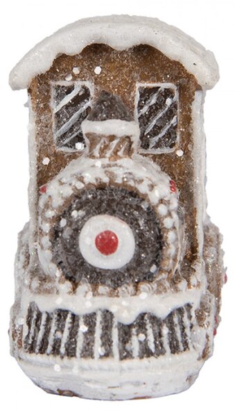 Hnědá vánoční dekorace perníkový vláček Anijs – 5x3x5 cm