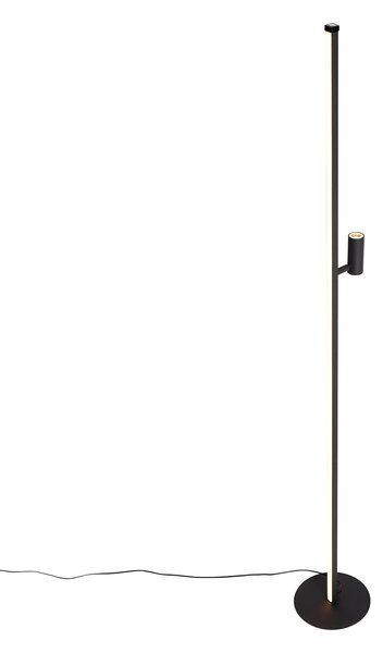 Designová stojací lampa černá s lampičkou na čtení vč. LED s dotykovým stmívačem - Throttle