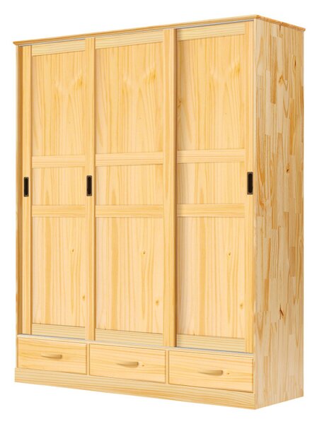 Šatní skříň 3 dveřová z masivu ONIX přírodní borovice