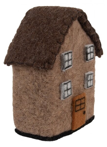 Filcová dekorace hnědý domeček II – 12x7x14 cm