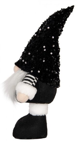 Černo-bílý sklandinávský vánoční skřítek Tomte – 10x15x41 cm