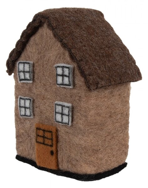 Filcová dekorace hnědý domeček II – 12x7x14 cm