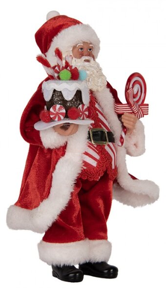 Vánoční figurka Santa Claus s dortem a sladkostmi – 16x8x28 cm