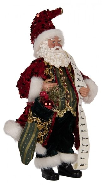 Vánoční figurka Santa Claus se seznamem hodných dětí – 16x8x28 cm