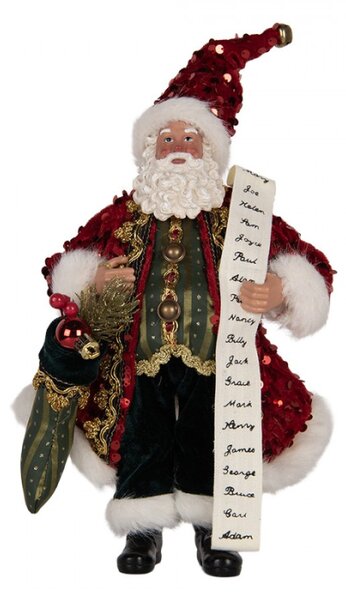 Vánoční figurka Santa Claus se seznamem hodných dětí – 16x8x28 cm