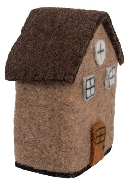 Filcová dekorace hnědý domeček I – 12x7x14 cm