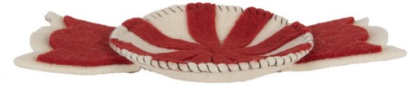 Dekorativní vánoční filcová miska / tácek červeno-bílý bonbon – 30x18x4 cm