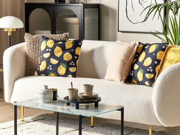 Sada 2 dekorativních polštářů CITRUS 45 x 45 cm Černá Rostlinný vzor