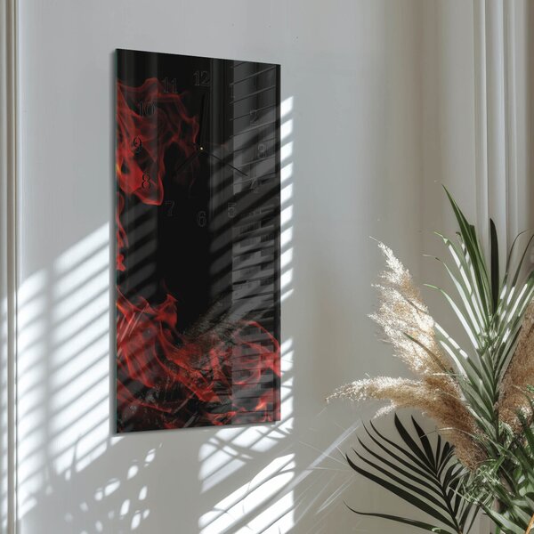 Skleněné hodiny vertikální Oheň zsppc-30x60-00180791