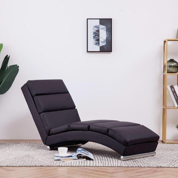 Lehátko - Dlouhá křeslo - Zahradní křeslo - Relaxační křeslo - Ergonomický design - Potah z umělé kůže, barva hnědá