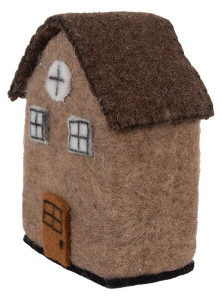 Filcová dekorace hnědý domeček I – 12x7x14 cm