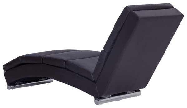 Lehátko - Dlouhá křeslo - Zahradní křeslo - Relaxační křeslo - Ergonomický design - Potah z umělé kůže, barva hnědá