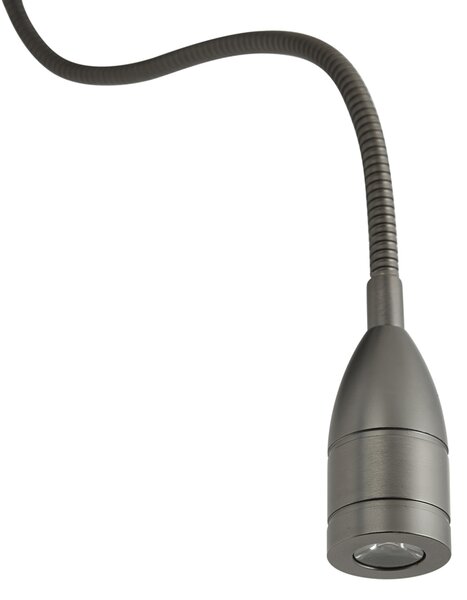 Moderní nástěnné svítidlo Gunmetal s černým stínidlem a ramenem na čtení vč. LED - Bergamo