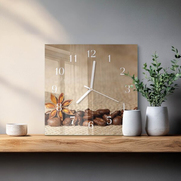 Skleněné hodiny Kávová zrna zskb-30x30-00084773
