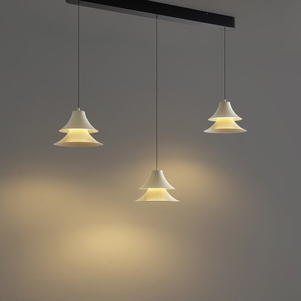 Závěsné svítidlo černé s béžovou vč. LED 3-krokové stmívatelné 3-světla Easylift - Witch