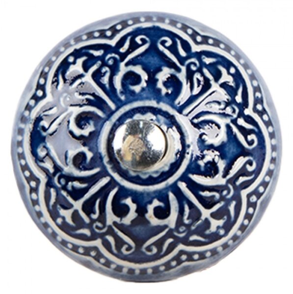 Modro-bílá keramická úchytka Lisaa – 4x3 cm