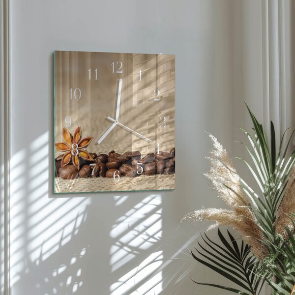 Skleněné hodiny Kávová zrna zskb-30x30-00084773