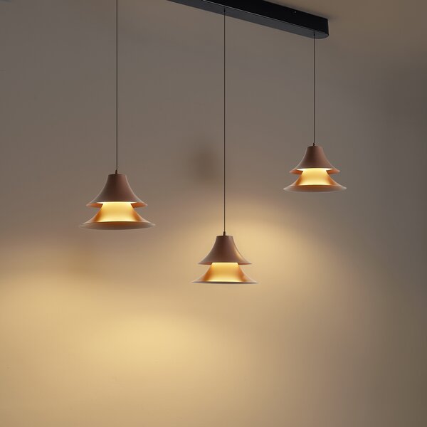 Závěsné svítidlo černé s moka barvou vč. LED 3-krokové stmívatelné 3-světelné Easylift – Witch