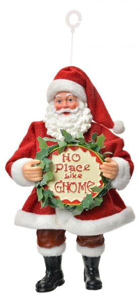 Vánoční figurka Santa Claus s cedulí No Place Like Gnome – 17 cm