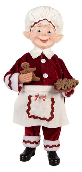 Vánoční figurka kouzelný elf s talířem perníčků – 13x10x28 cm