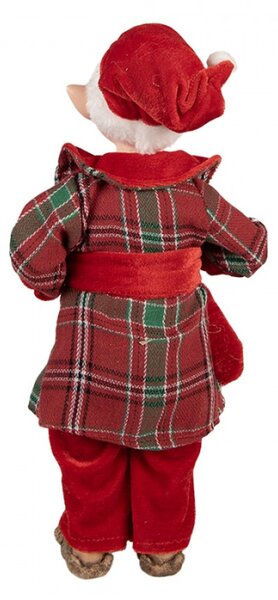 Vánoční figurka kouzelný elf v županu s hrnkem kakaa – 13x10x28 cm