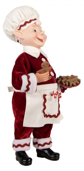 Vánoční figurka kouzelný elf s talířem perníčků – 13x10x28 cm