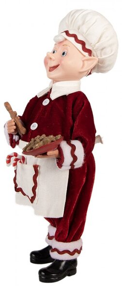 Vánoční figurka kouzelný elf s talířem perníčků – 13x10x28 cm