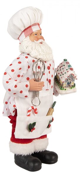 Vánoční figurka Santa Claus pekař s perníkovým domečkem – 13x10x28 cm