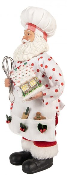 Vánoční figurka Santa Claus pekař s perníkovým domečkem – 13x10x28 cm