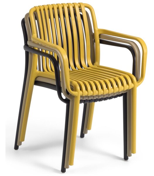 Hořčicově žlutá plastová zahradní židle Kave Home Isabellini
