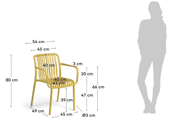 Hořčicově žlutá plastová zahradní židle Kave Home Isabellini
