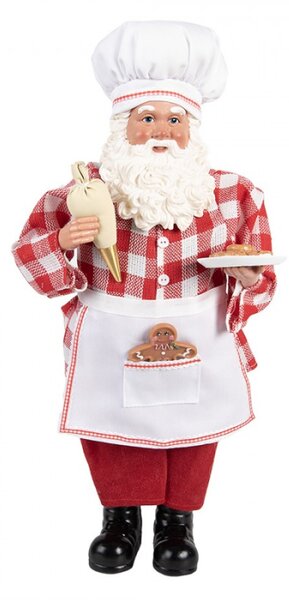 Vánoční figurka Santa Claus peče a zdobí perníčky – 22x19x45 cm