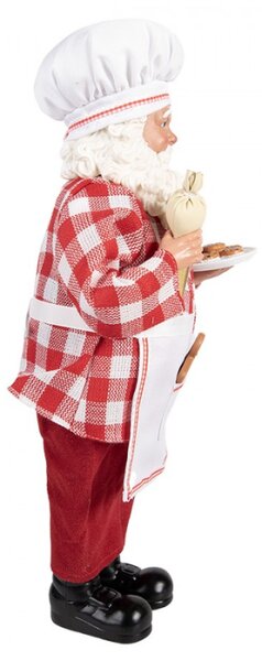 Vánoční figurka Santa Claus peče a zdobí perníčky – 22x19x45 cm