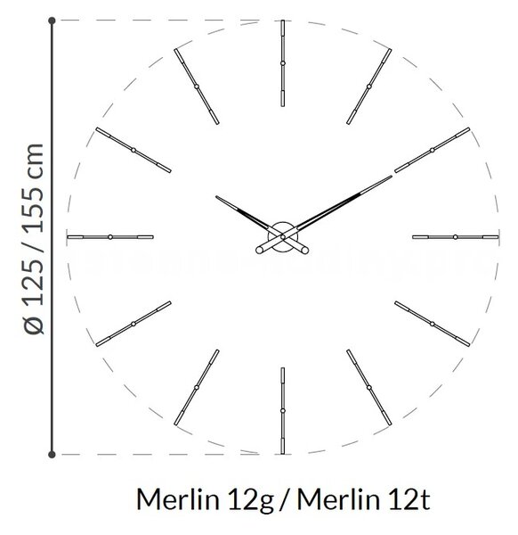 Designové nástěnné hodiny Nomon Merlin Walnut Graphite 125cm