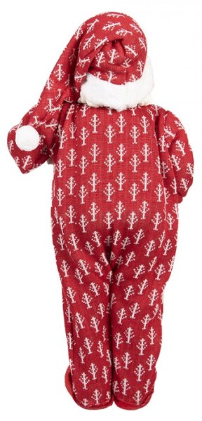 Vánoční figurka Santa Claus v pyžamu s plyšovým medvídkem – 22x19x45 cm