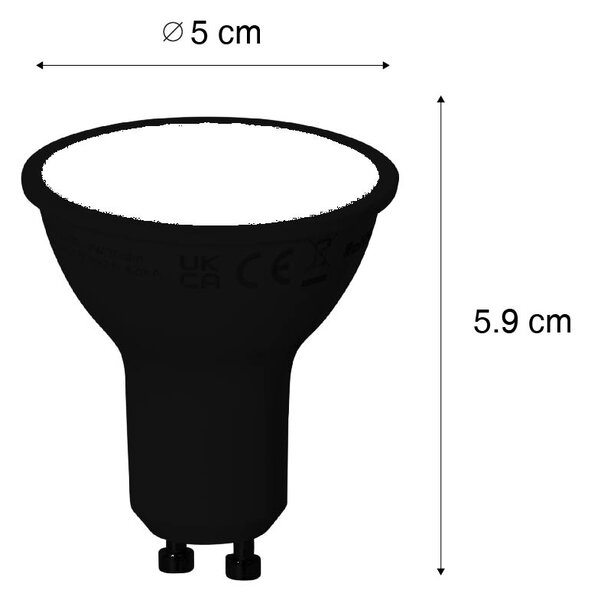 Sada 5 ks Smart GU10 stmívatelná LED lampa černá 7W 600 lm 3000K