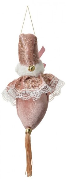 Růžová závěsná dekorace Santa Claus se střapcem – 35 cm