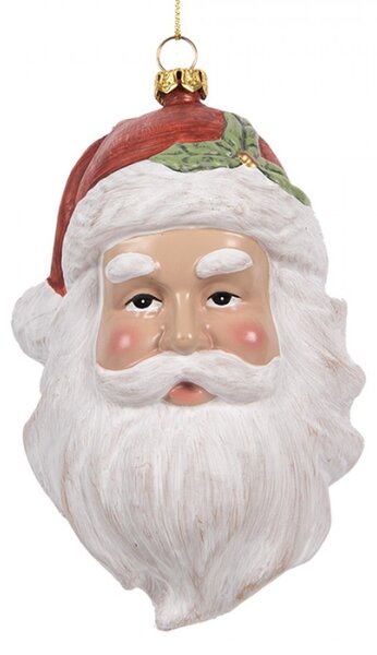 Závěsná vánoční ozdoba barevná hlava Santa Clause – 9x7x13 cm