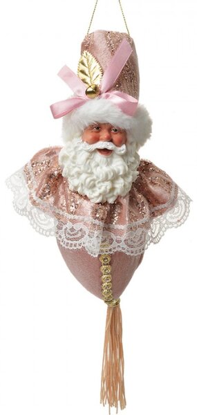 Růžová závěsná dekorace Santa Claus se střapcem – 35 cm