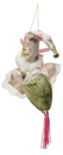 Zeleno-růžová závěsná dekorace Santa Claus se střapcem – 35 cm