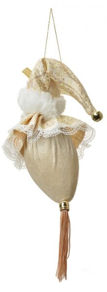 Zlato-bílá závěsná dekorace Santa Claus se střapcem – 35 cm