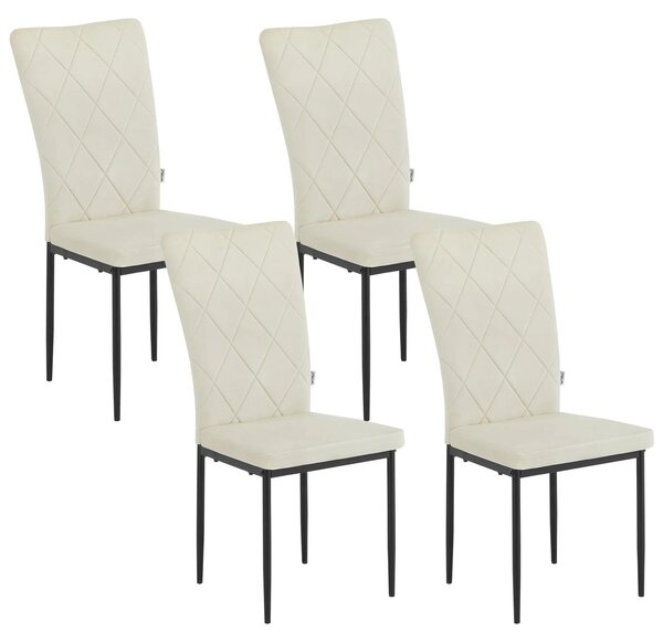 Židle - Jídelní židle - Sada 4 sametových jídelních židlí - Ergonomické - Kovové nohy - Vysoké opěradlo