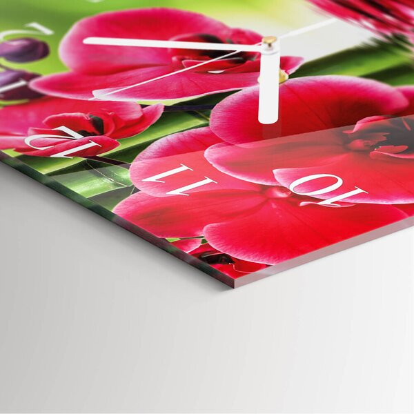 Skleněné hodiny Orchidej zskb-30x30-00087164