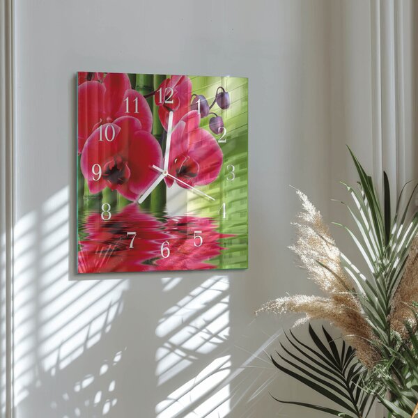 Skleněné hodiny Orchidej zskb-30x30-00087164